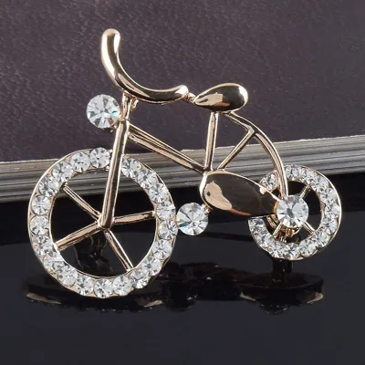 Rhinestone Bicycle Bike Shape Brooch